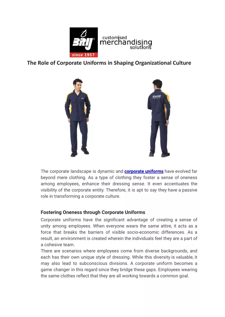 the role of corporate uniforms in shaping