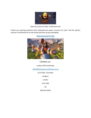 Competitive Gaming Accounts For Sale | Clashvault.com