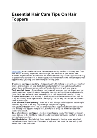 Essential Hair Care Tips On Hair Toppers