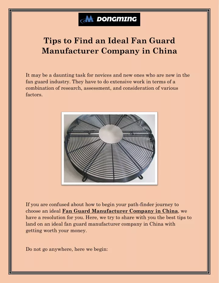 tips to find an ideal fan guard manufacturer