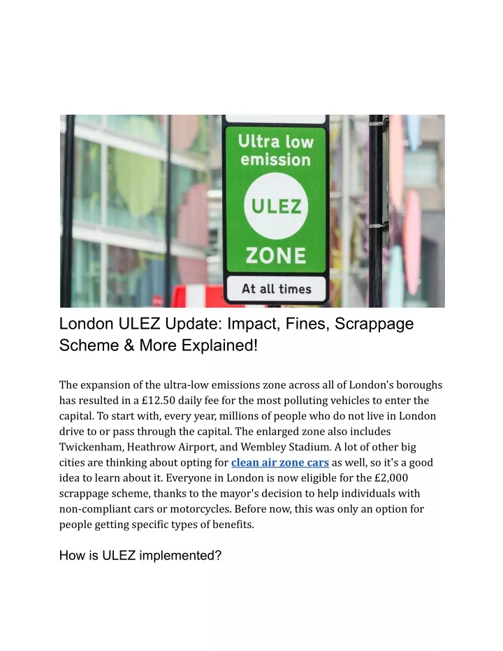 london ulez update impact fines scrappage scheme