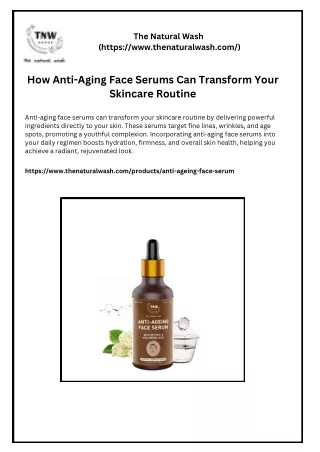 How Anti-Aging Face Serums Can Transform Your Skincare Routine