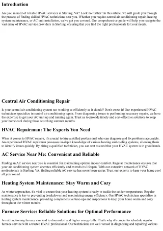 HVAC Technician Near Me: Finding Skilled Professionals in Sterling VA