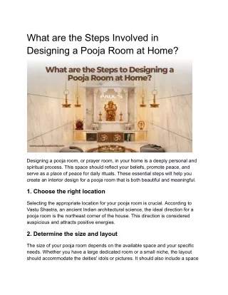 What are the steps involved in designing a pooja room at home_