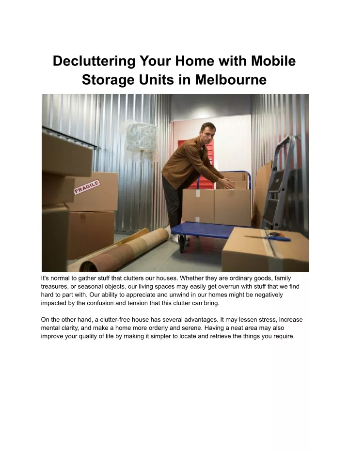 decluttering your home with mobile storage units