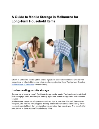 A Guide to Mobile Storage in Melbourne for Long-Term Household Items