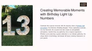 Creating Memorable Moments with Birthday Light Up Numbers