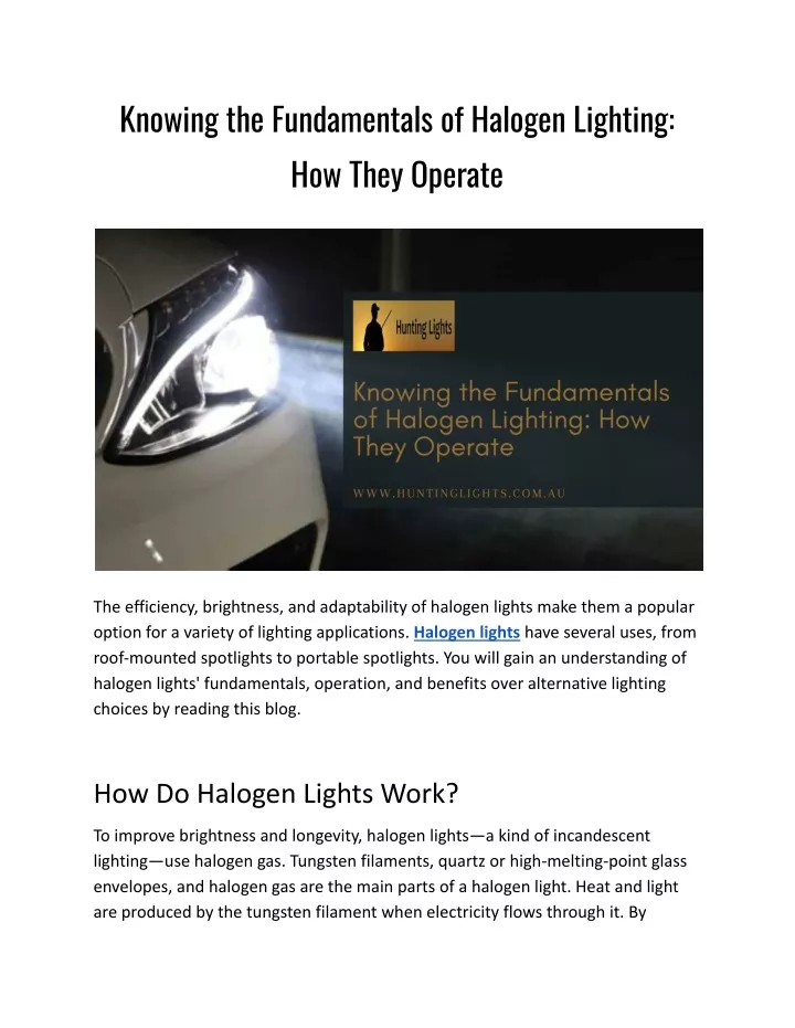 knowing the fundamentals of halogen lighting