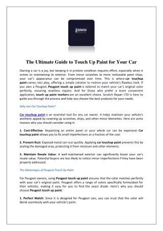 the ultimate guide to touch up paint for your car