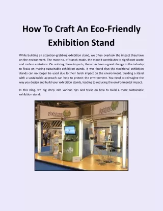 How To Craft An Eco-Friendly Exhibition Stand