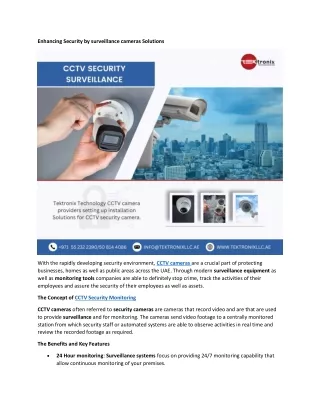 Enhancing Security with CCTV Surveillance Monitoring Solutions