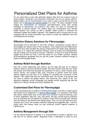 personalized diet plans for asthma do you need