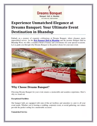 Discover the Best Banquet Hall in Bhandup for Unforgettable Events