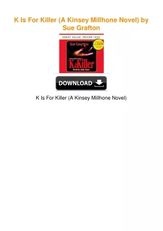K Is For Killer (A Kinsey Millhone Novel) by Sue Grafton