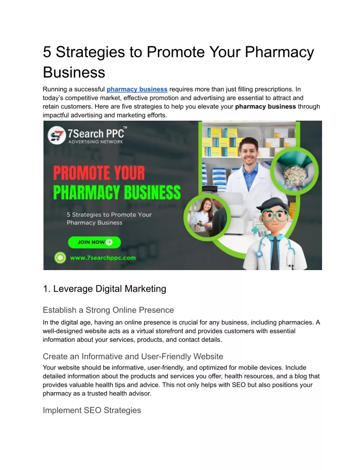 5 strategies to promote your pharmacy business