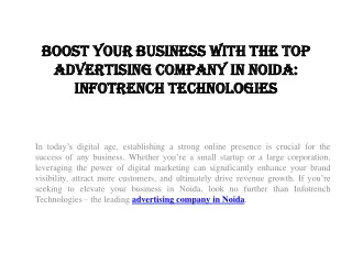Boost Your Business with the Top Advertising Company in Noida Infotrench Technologies