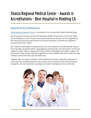 Shasta Regional Medical Center - Awards & Accreditations - Best Hospital in Redding CA