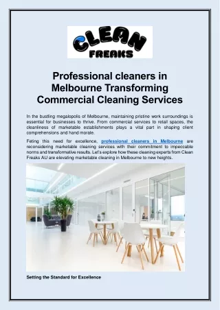 Professional cleaners in Melbourne Transforming Commercial Cleaning Services