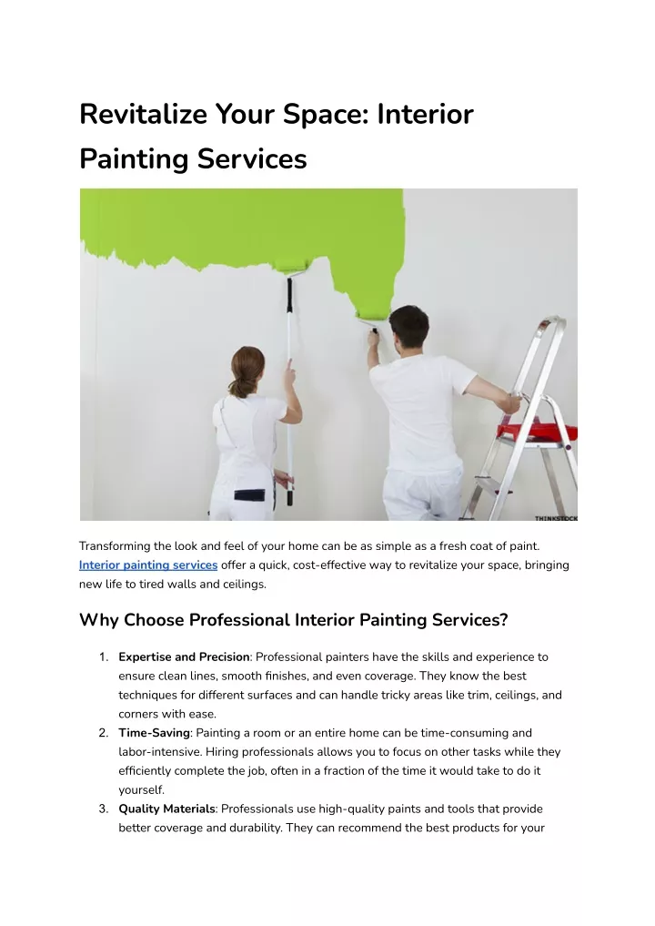 revitalize your space interior painting services