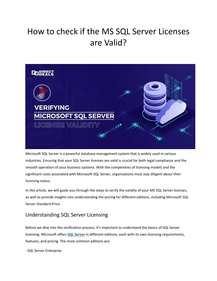 how to check if the ms sql server licenses