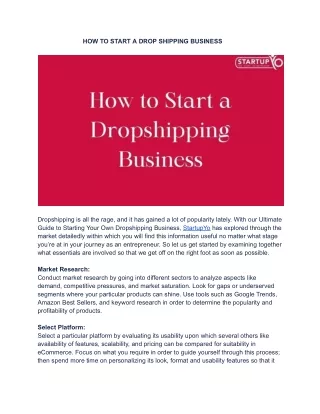 HOW TO START A DROP SHIPPING BUSINESS