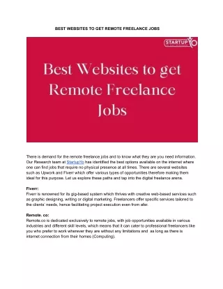 BEST WEBSITES TO GET REMOTE FREELANCE JOBS