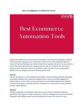 BEST ECOMMERCE AUTOMATION TOOLS