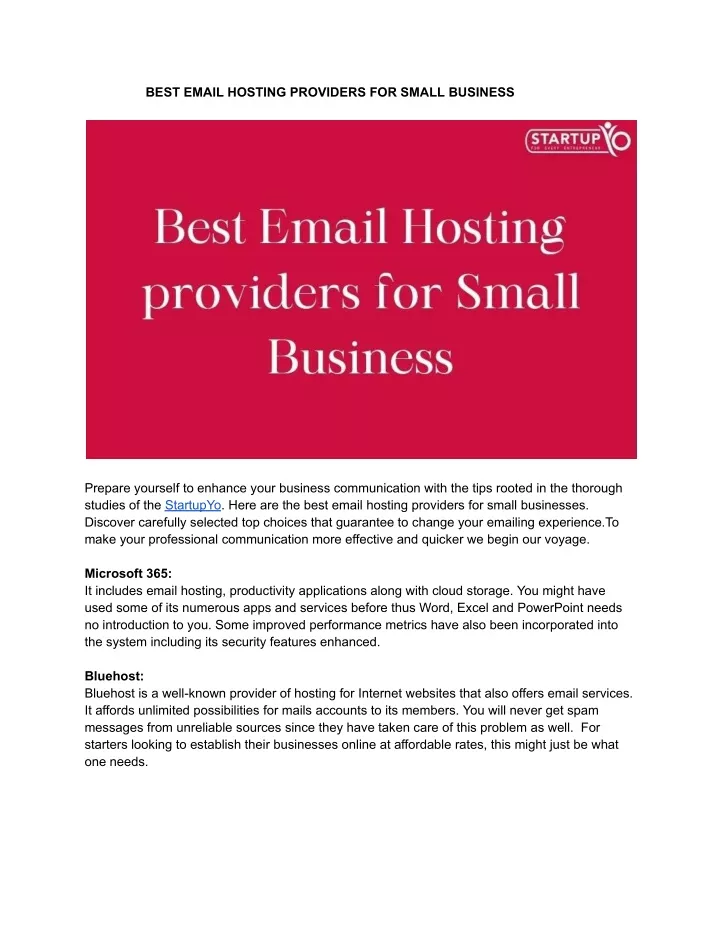 PPT BEST EMAIL HOSTING PROVIDERS FOR SMALL BUSINESS 1 PowerPoint ppt-best-email-hosting-providers-for-small-business-1-powerpoint
