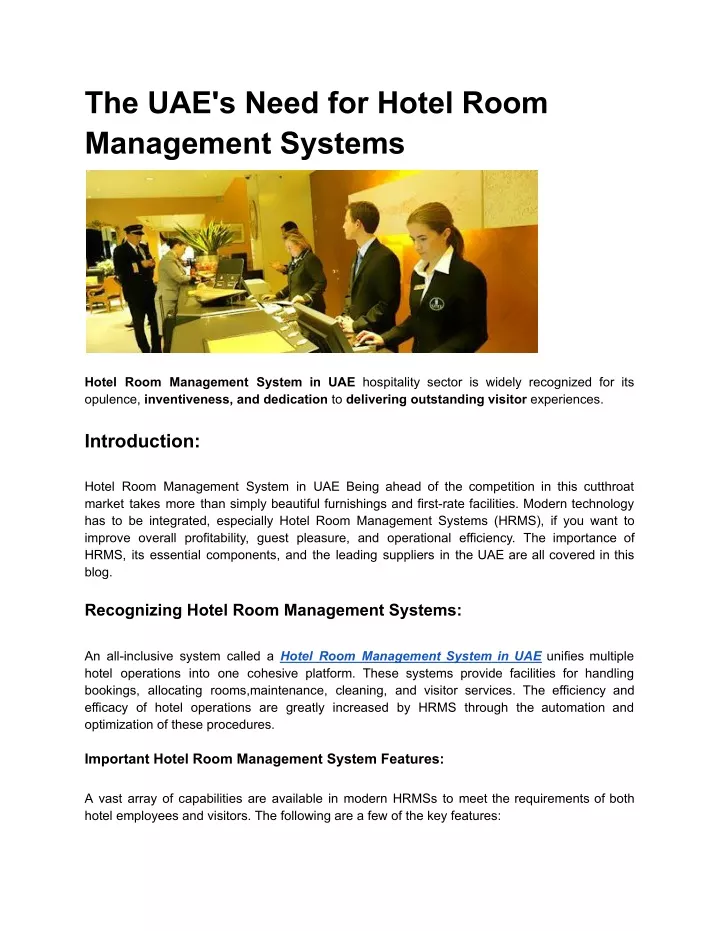 the uae s need for hotel room management systems