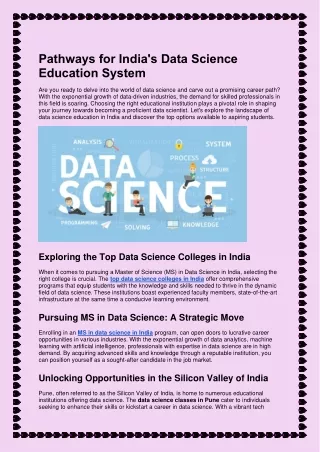 Pathways for India's Data Science Education System