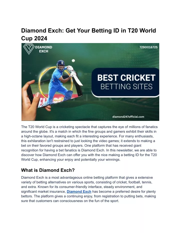 diamond exch get your betting id in t20 world