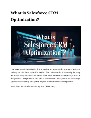 What is Salesforce CRM Optimization?