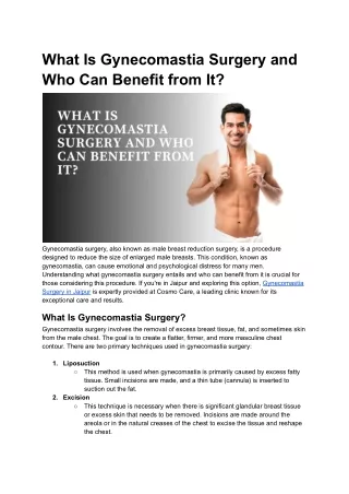 What Is Gynecomastia Surgery and Who Can Benefit from It_