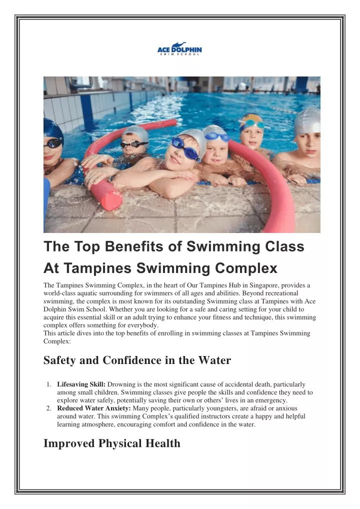 the top benefits of swimming class at tampines