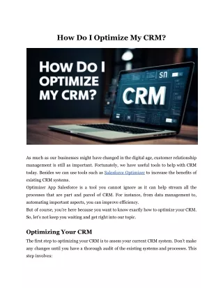 How Do I Optimize My CRM