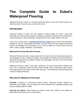 waterproof flooring in Dubai