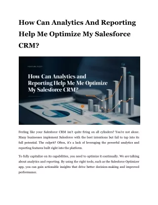How Can Analytics And Reporting Help Me Optimize My Salesforce CRM