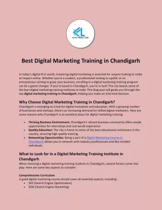 Best Digital Marketing Training in Chandigarh