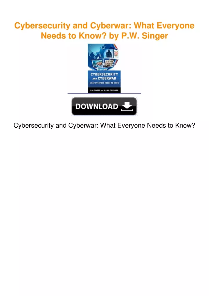 Ppt Cybersecurity And Cyberwar What Everyone Needs To Know By Pw Singer Powerpoint 6643