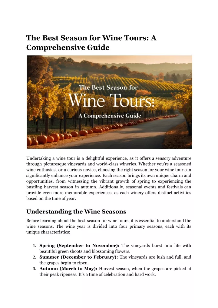 the best season for wine tours a comprehensive