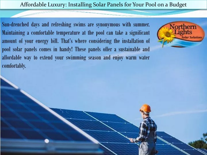 affordable luxury installing solar panels