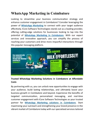 WhatsApp Marketing in Coimbatore
