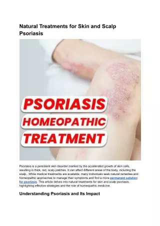 Natural Treatments for Skin and Scalp Psoriasis