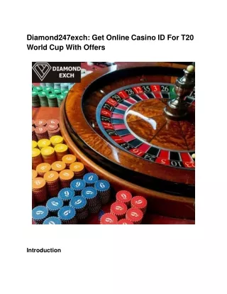 Diamond247exch_ Get Online Casino ID For T20 World Cup With Offers