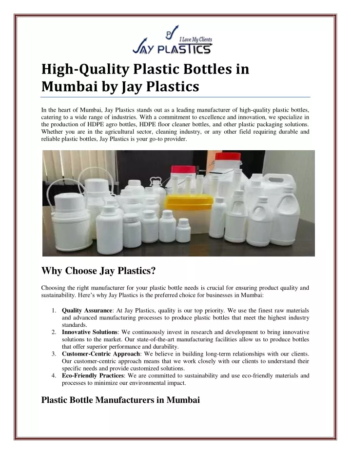 high quality plastic bottles in mumbai