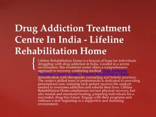 Drug Addiction Treatment Centre In India - Lifeline Rehabilitation Home