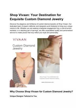 Discover the Beauty of Diamond Necklaces at Shop Vivaan