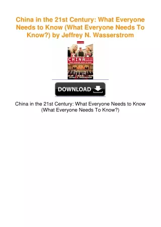 China in the 21st Century: What Everyone Needs to Know (What Everyone