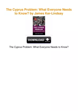 The Cyprus Problem: What Everyone Needs to Know? by James Ker-Lindsay