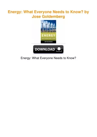 Energy: What Everyone Needs to Know? by Jose Goldemberg
